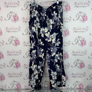 Majora pants flare flowers white Navy Floral Women's Pants flowy comfy
